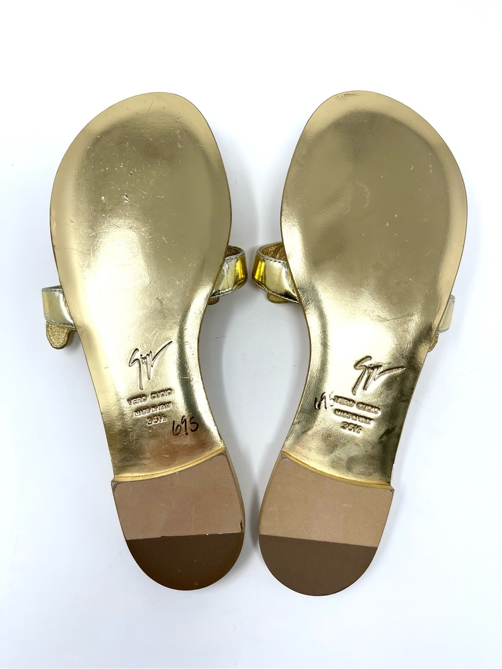 Giuseppe Zanotti Gold Cruel Summer Wing Flat Leather Thong Sandals 36.5 6.5 - Picture 6 of 8
